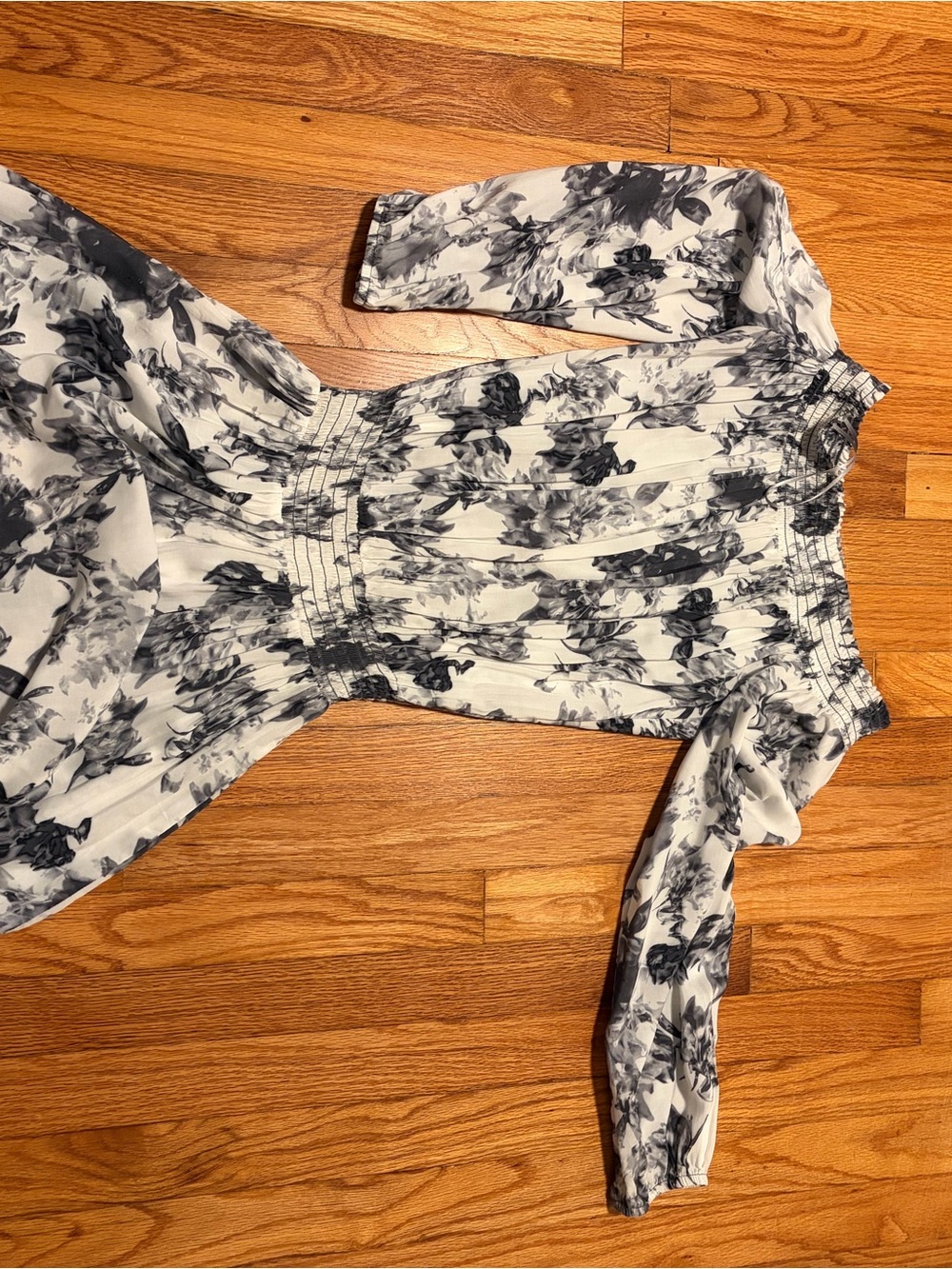 Off the shoulder long sleeve floral mini dress